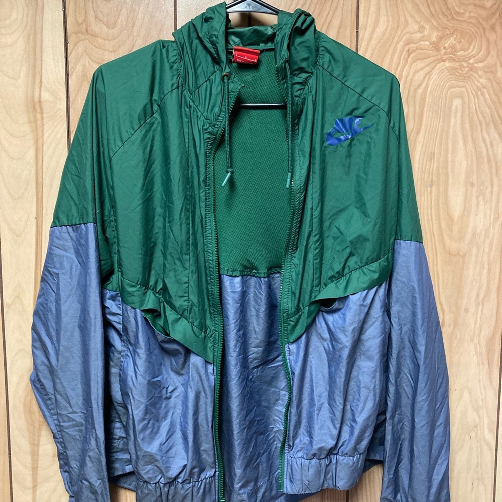 Nike Green and Periwinkle Windbreaker Jacket **BROKEN ZIPPER**